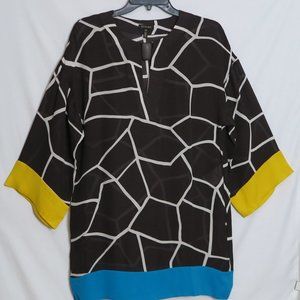 ESCADA Multi-Color 100% Silk 3/4 Sleeve Tunic Size 34